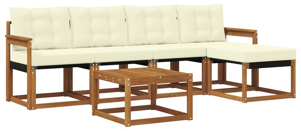 vidaXL Outdoor-Sofagarnitur mit Kissen 6 pcs Natur und Creme