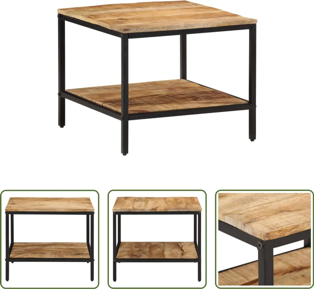 Tavolino 55x55x45 cm Legno Massiccio Mango Grezzo | The Living Store