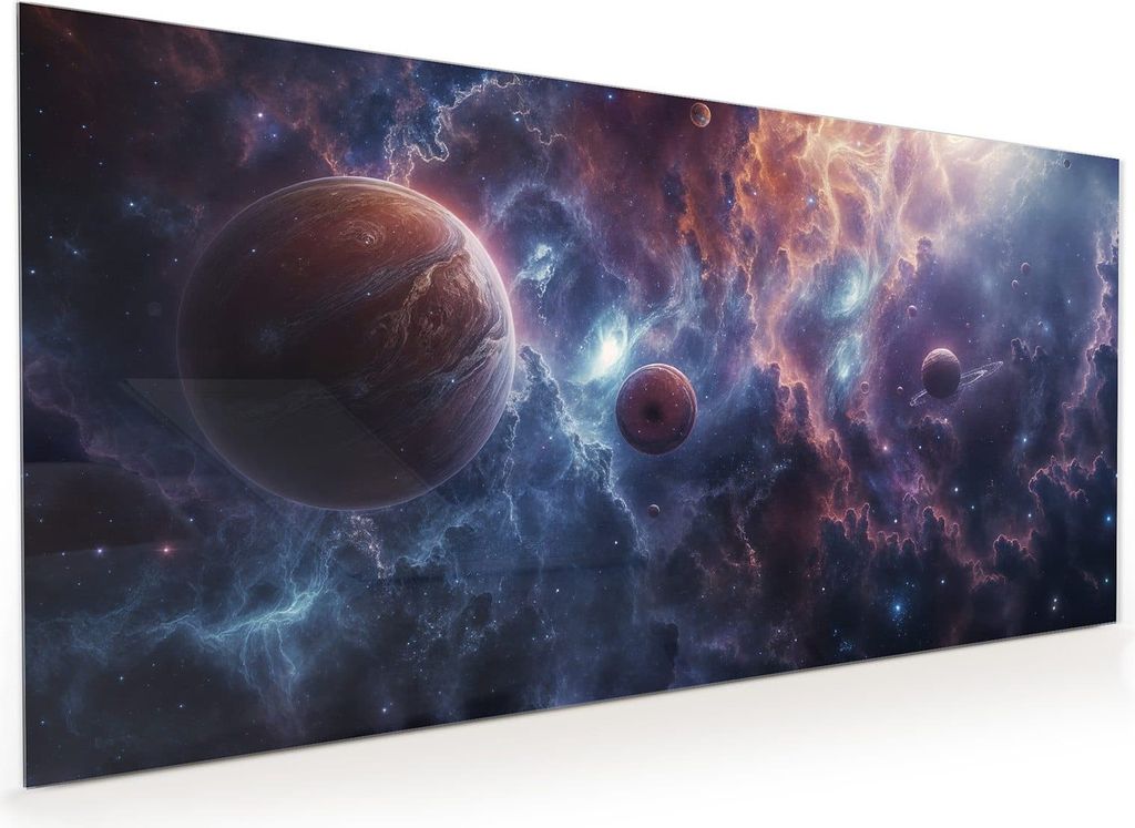 Küchenrückwand Spritzschutz Glas mit Motiv Galaktische Welten 40 x 40 cm