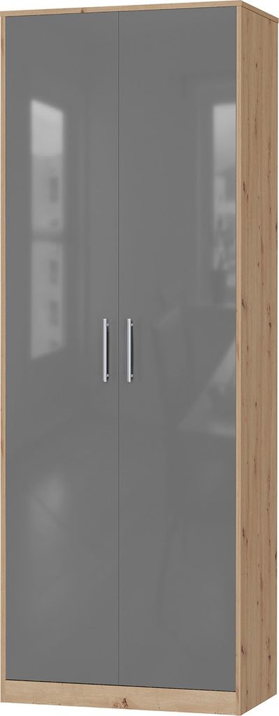 SMARTBett Schrank Kleiderschrank Aktenschrank 80 cm Wildeiche/Anthrazit Glanz