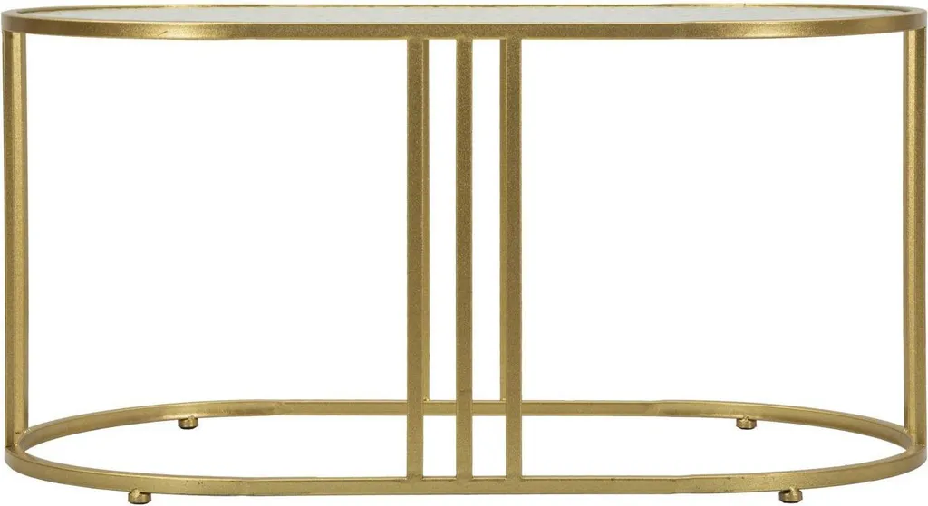 Table basse pour salon moderne Tavolo : format idéal 90 cm métal doré