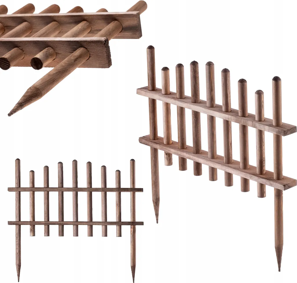 Clôture de jardin en lattes bois pin Rucar, bordure solide 60 cm KADAX