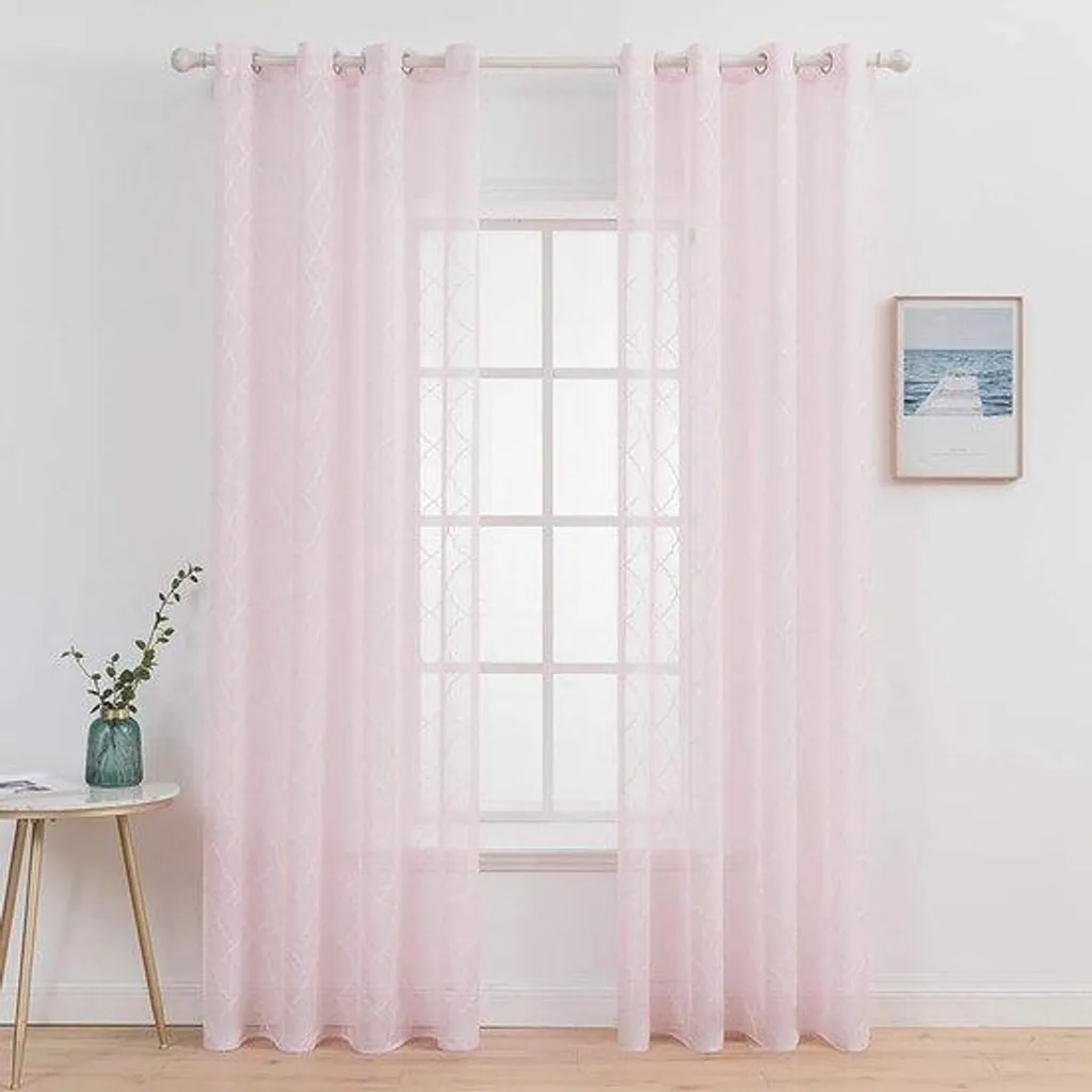 Lot de 14 voilages transparents à motifs floraux et broderies à œillets