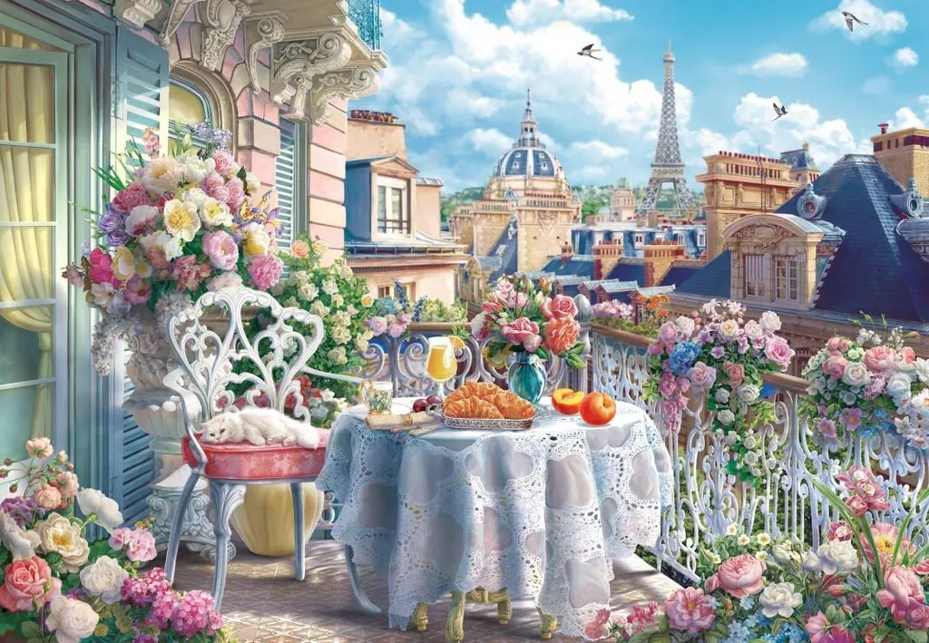 Puzzle 1000 pièces Paris Petit-déjeuner sur le balcon pour adultes