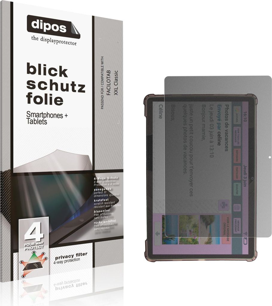 Blickschutzfolie für FACILOTAB XXL Classic matt Schutzfolie Folie Display Schutz dipos