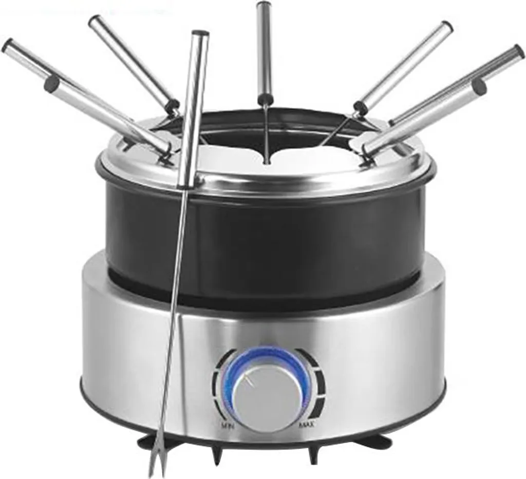 Appareil à fondue Kitchenchef anti-projections en inox facile à nettoyer pour 8