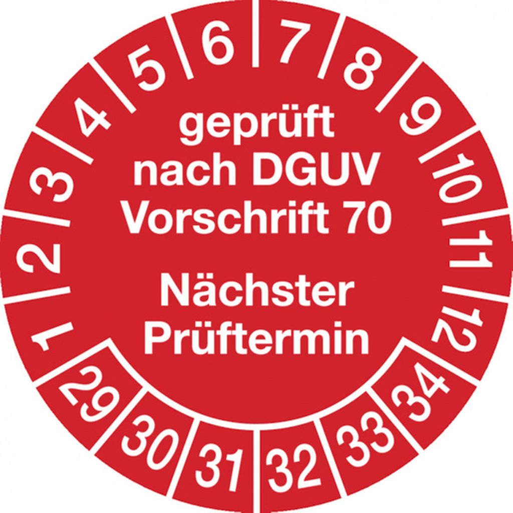 Dreifke Prüfplakette nach DGUV Vorschrift 70 nächster P - 30 mm Foli...