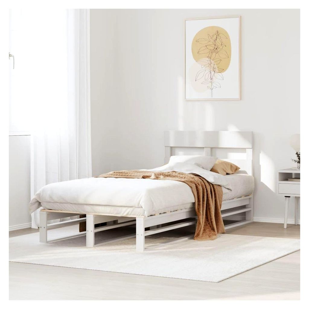 Bettgestell Weiß 90x190 cm Einzelbett Massivholz Kiefer