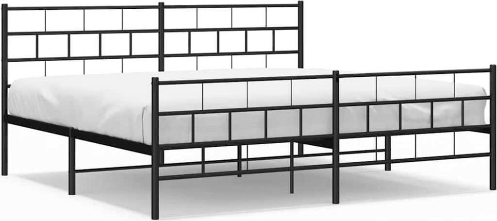 vidaXL Bettgestell mit Kopf- und Fußteil Metall Schwarz 183x213 cm