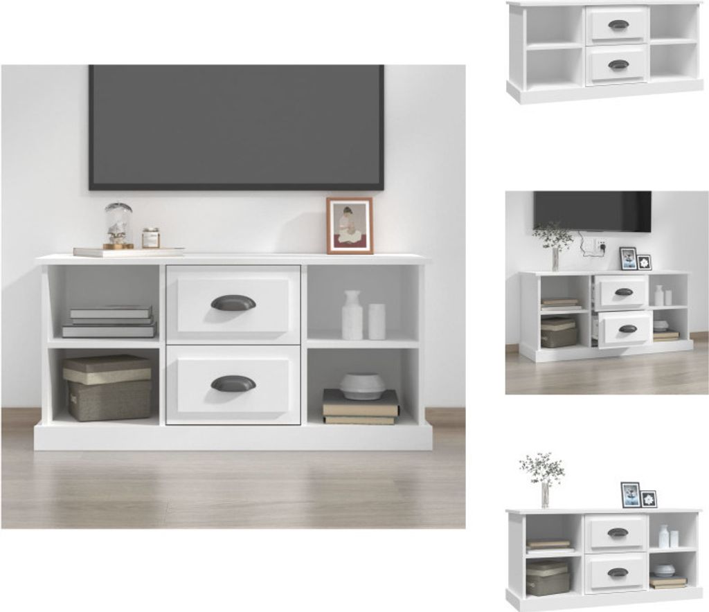 vidaXL TV-Schrank Weiß 99,5x35,5x48 cm Holzwerkstoff - TV-Möbel