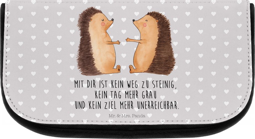 Mr. & Mrs. Panda kosmetiktäschchen Igel Liebe - Grau Pastell - Geschenk, Organizer, Hochzeitstag, Kosmetiktasche, Make-up, Kulturtasche, Verheirat...