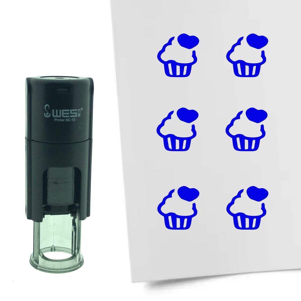 CombiCraft Selbstfärbender Stempel 'Cupcake' in der Farbe Blau, Ø10mm