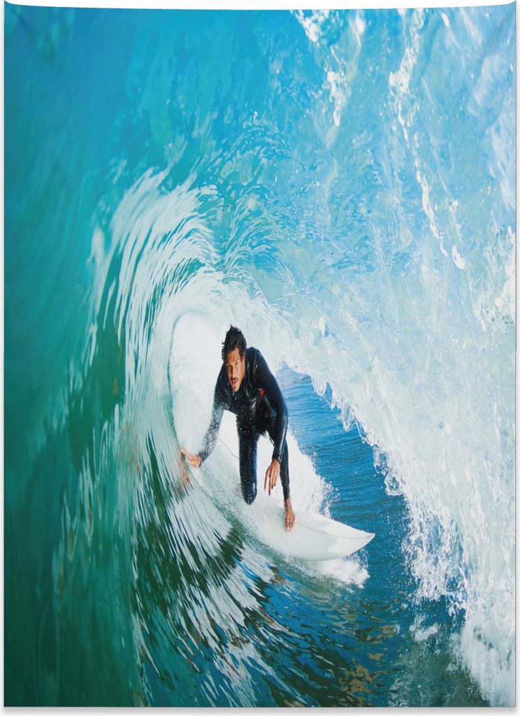 Abakuhaus Reite die Welle Wandteppich, Wellen-Surfer-Sport aus Weiches Mikrofaser Stoff Kein Verblassen Klare Farben Waschbar, 110 x 150 cm, Himmel...