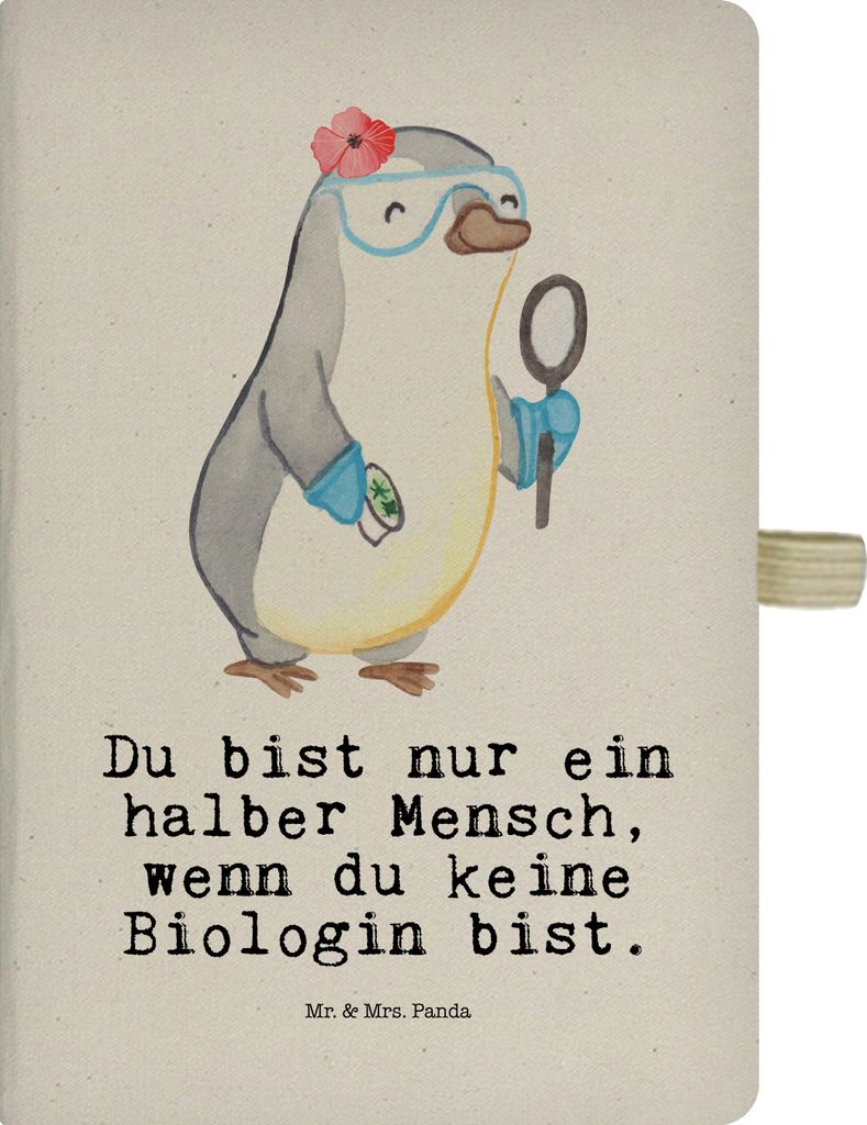 Mr. & Mrs. Panda Journal Biologin Herz - Transparent - Geschenk, Jubiläum, notizbuch, Beruf, Skizzenheft, Spruch, Adressbuch, Bachelor, Kladde, Bi...