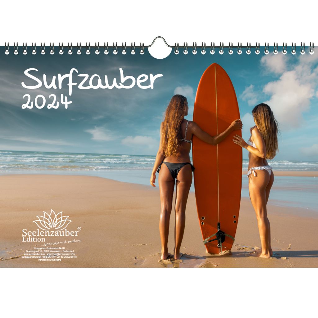 Surfzauber DIN A4 Kalender für 2024 Urlaub Strand Surfer und surfen - Seelenzauber