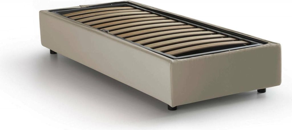 Einzelbett Asia, Containerbett mit Stoffbespannung, 100% Italy, Frontöffnung, passend für Matratze Cm 80x190, Beige