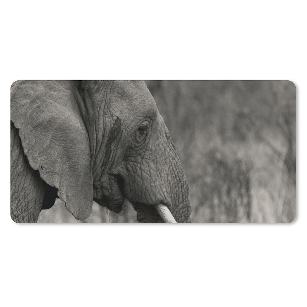 MuchoWow Mauspad Mousepad Elefant - Tiere - Schwarz - Weiß 60x30 cm - Mousepads - Maus Mat - Pad - Mausunterlage - Nachhaltig