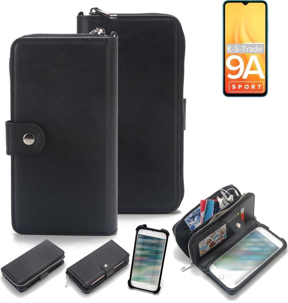 K-S-Trade 2in1 Handyhülle Schutzhülle kompatibel mit Xiaomi Redmi 9A Sport & Portemonnee Cover Handy Hülle Case Etui Geldbörse Wallet Bookstyle