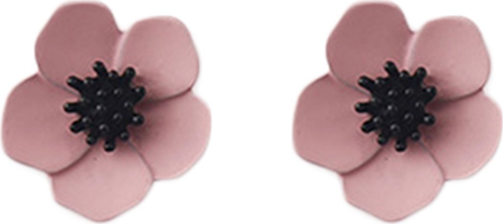 Frauen Mode Malerei Blume Faux Perle Rote Lippen Ohrstecker Schmuck Geschenk-Rosa