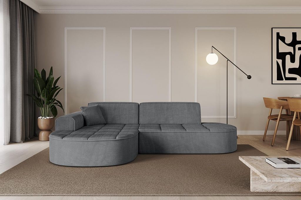 ALTDECOR Ecksofa in L- Form TARO-L1 - 243x171x79,5 cm Duneklgrau - Corner Sofa Bett Eckcouch Couch Wohnlandschaft Cauchsofa