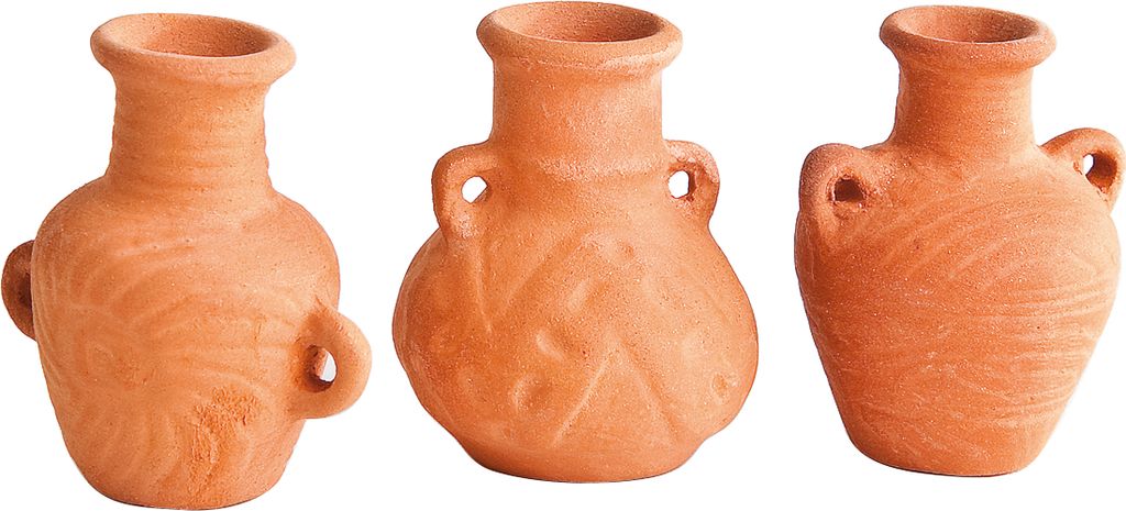 VBS Mini Tonvasen Set 3 Stück Höhe 3.4 cm Deko Keramik Vasen klein Vintage Look