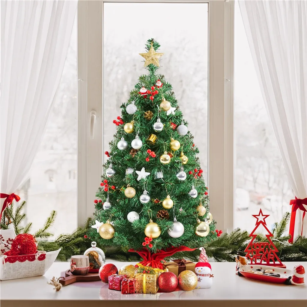 Yaheetech 90cm Mini Künstlicher Weihnachtsbaum mit 50