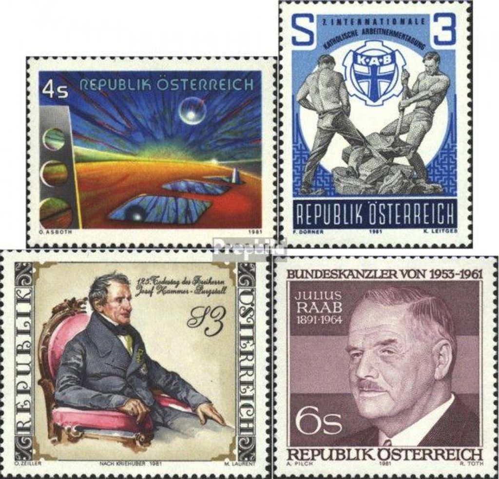 Briefmarken Österreich 1981 Mi 1687,1688,1689,1690 Produktbild 