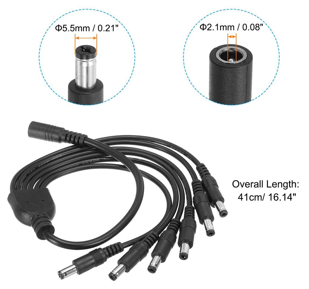 1 Weiblich zu 6 M?nnlich DC Stromverteiler Kabel 5.5mmx2.1mm Verteiler Kordel fš¹r CCTV Kameras Router LED Lichtleiste