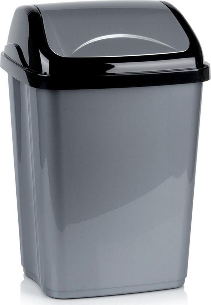 Orion | Mülleimer - Grau - 26 Liter - Mit Deckel - 34 X 27 X 50 Cm - Kippbarer Deckel