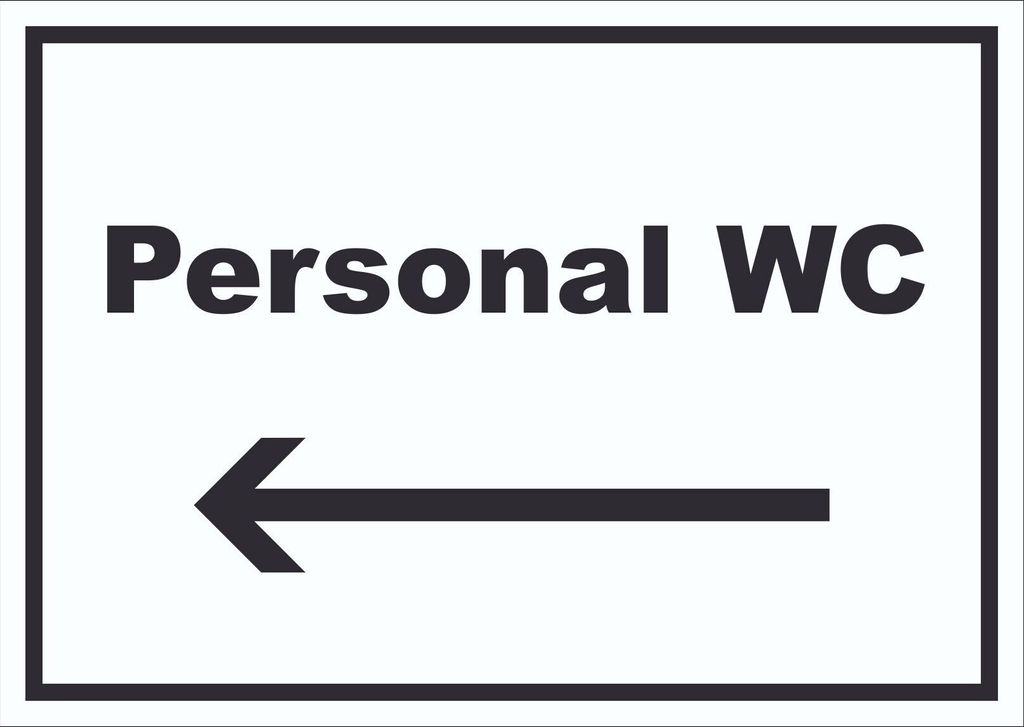 Personal WC Schild mit Text und Richtungspfeil links waagerecht A3 Rückseite selbstklebend