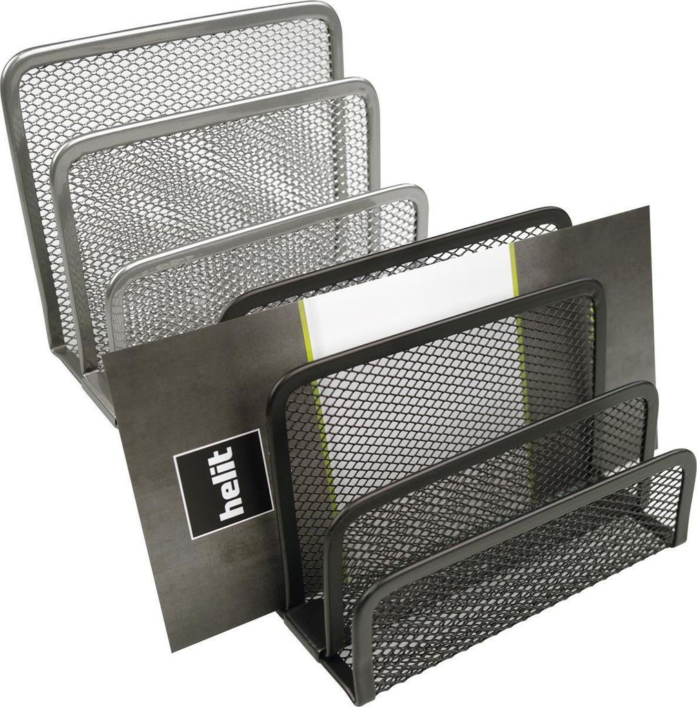 helit Briefständer Mesh H2518300 14x7x97cm 3Fächer Metall Image du produit 