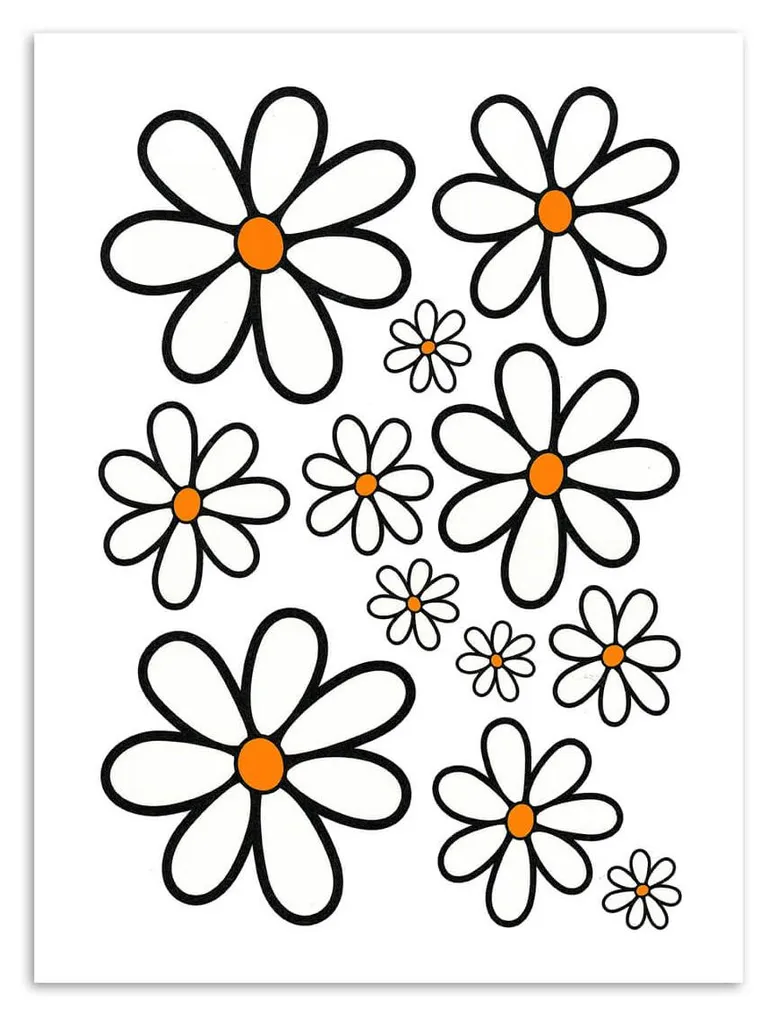 Autocollant Bike Blanc Pâquerette 34x24cm - Sticker de Vélo Floral
