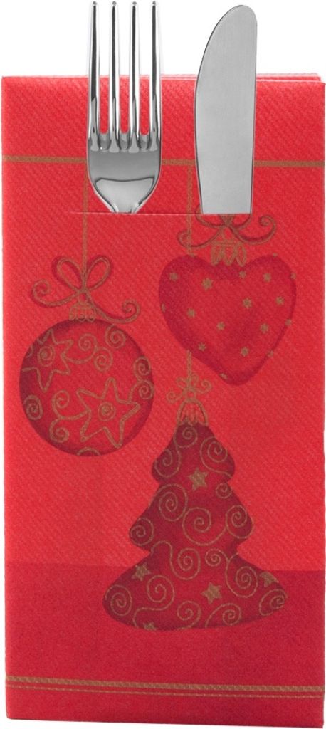 Sovie HOME Weihnachtsbesteckserviette Tiffany in Rot aus Linclass Airlaid 40 x 40 cm, 1/8 Falz, 12 Stück
