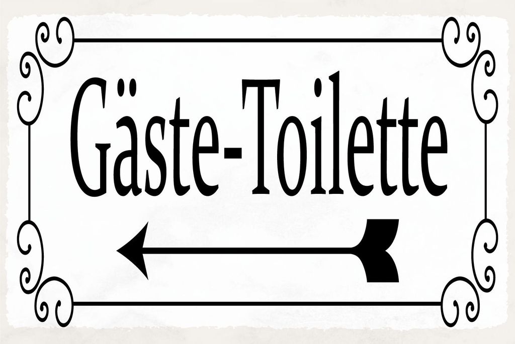 vianmo Blechschild 20x30 cm Gäste-Toilette links Pfeil