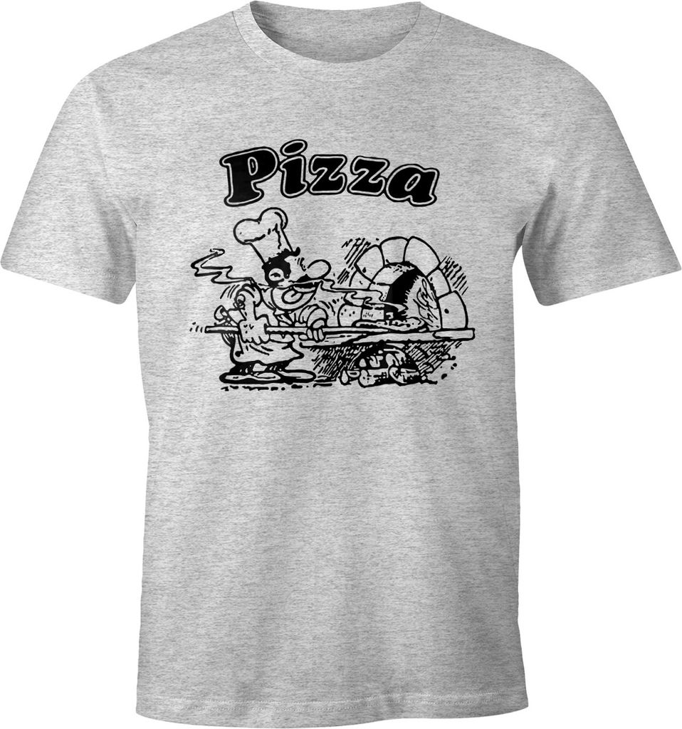 Pizza Shirt Schachtel Motiv Italiano Italien Fun-Shirt Moonworks grau-meliert-schwarz XS