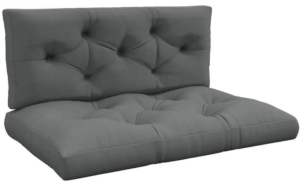 Sitzpolster Sitzkissen Polsterauflage, mit Knopfheftung, 120 x 80 x 12 cm, Grau