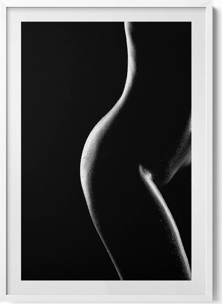 Menschlicher Körper - sinnliche Silhouette einer Frau– Wandbild mit Rahmen – Gerahmtes Bild – Wanddekoration – 70x100 cm – Weiß Rahmen