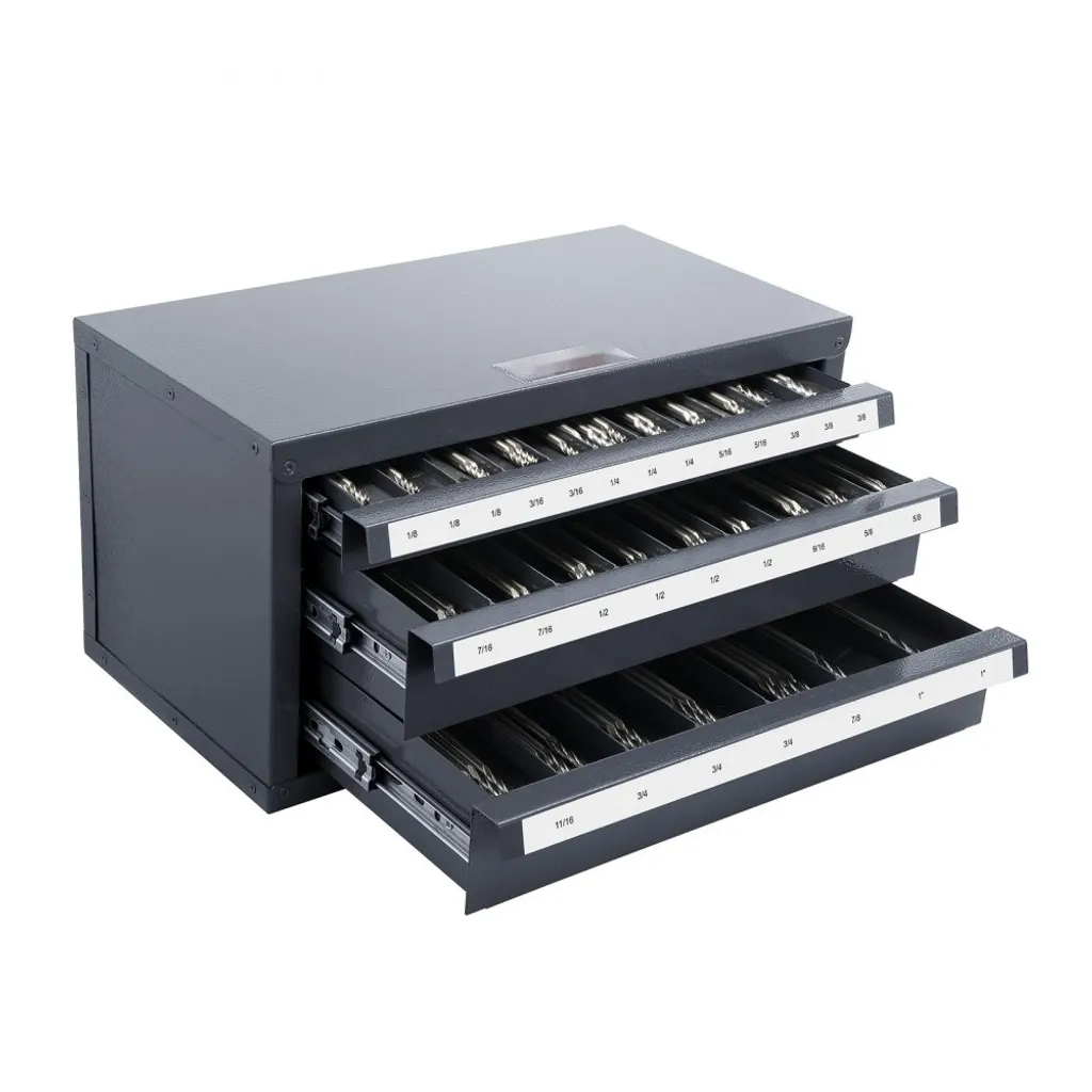 Armadio dispenser per frese SM® - con 3 cassetti da 1/8" a 1'' - Armadio organizzatore per frese in acciaio con etichette - Impilabile con 29 scomparti.