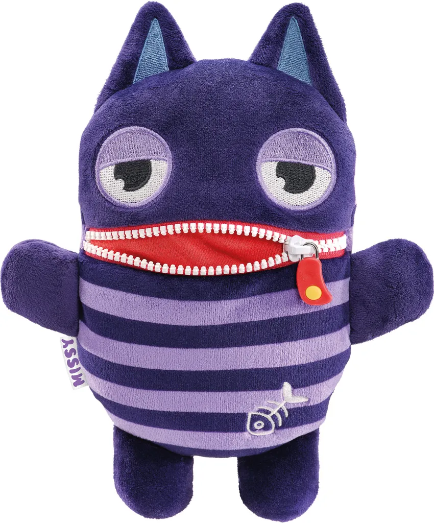Mangeuse d'inquiétude Missy en peluche douce 23 cm avec poche secrète zip