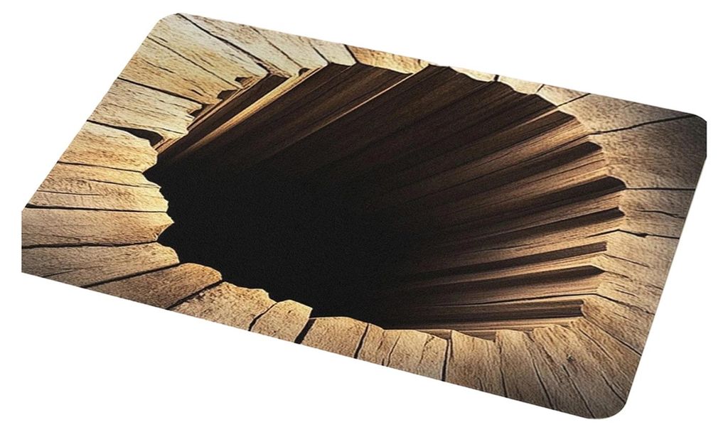 3D-Loch-Fußmatte mit optischer Täuschung, realistische, bodenlose Grube, rutschfeste Badezimmermatte für Wohnzimmereingang Z