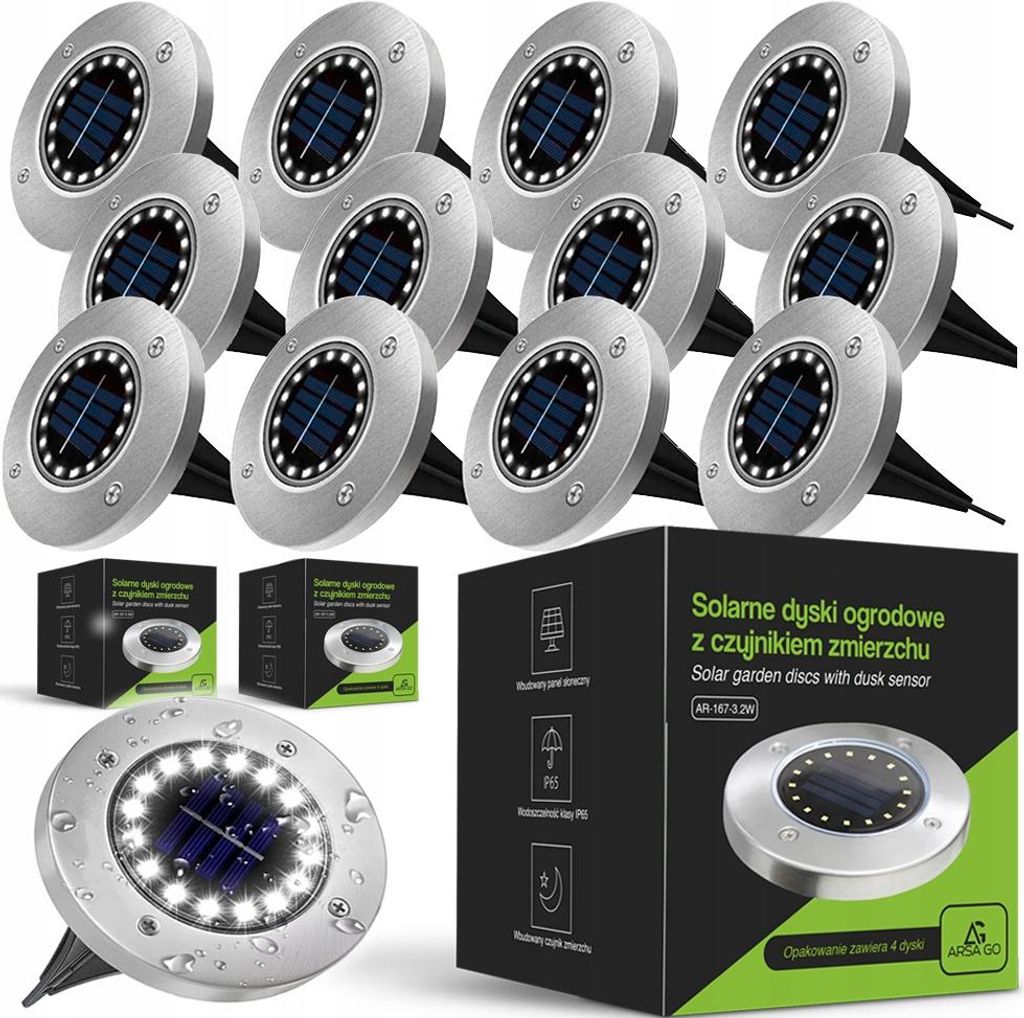 12x Solar Bodenleuchten LED Gartenleuchten mit Produktbild 