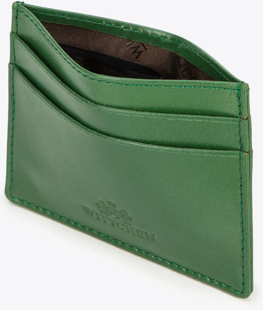 Porte-cartes en cuir lisse vert Wittchen petit format extra plat