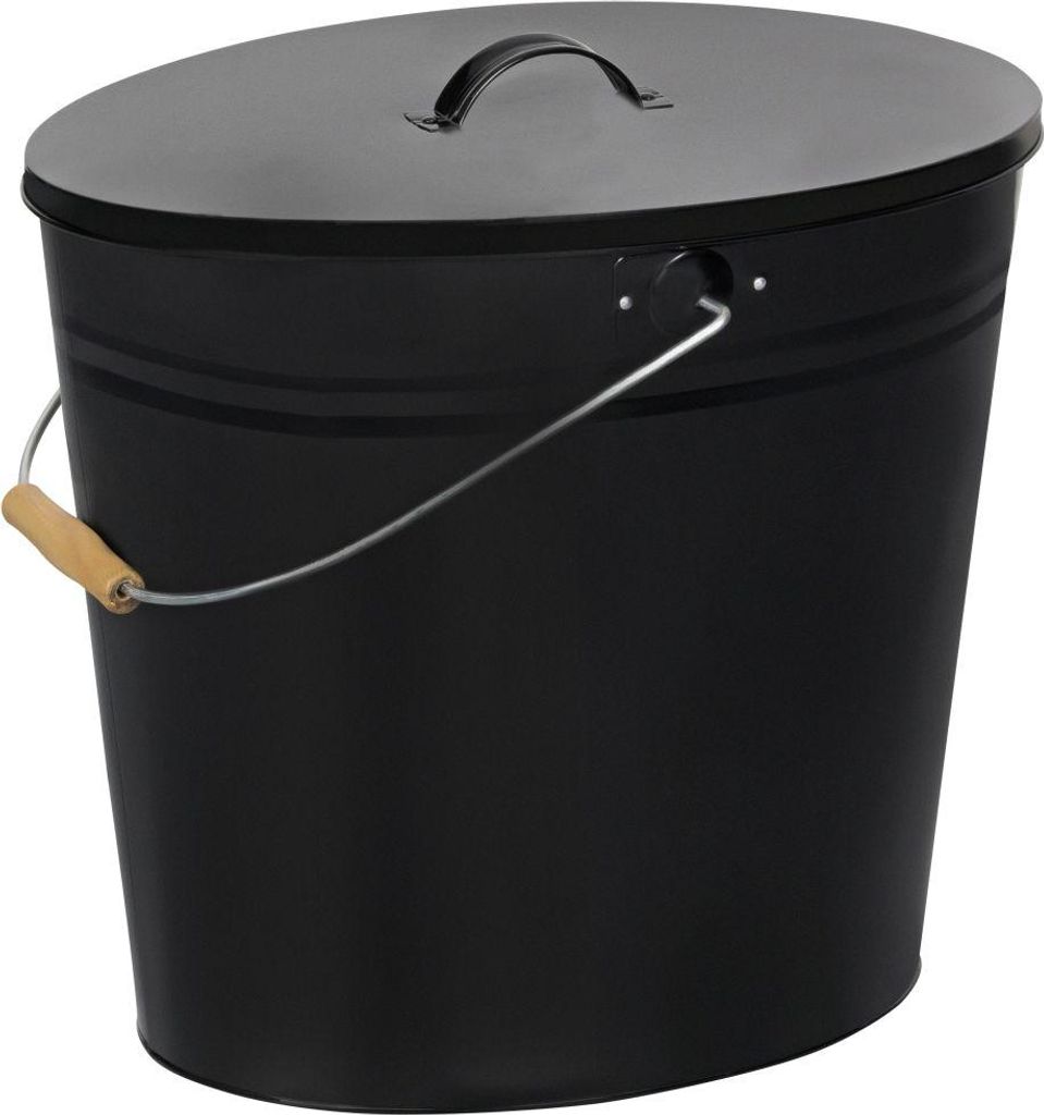 Ascheeimer mit Deckel matt/schwarz 12,5 L Produktbild 