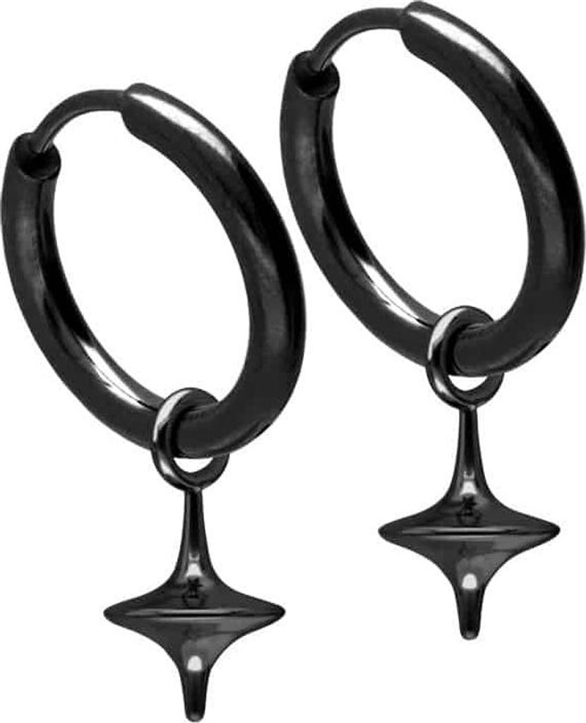 Chirurgenstahl Ohrclicker Creolen KREISEL Schwarz Innendurchmesser: 10mm + Designstärke: 2mm