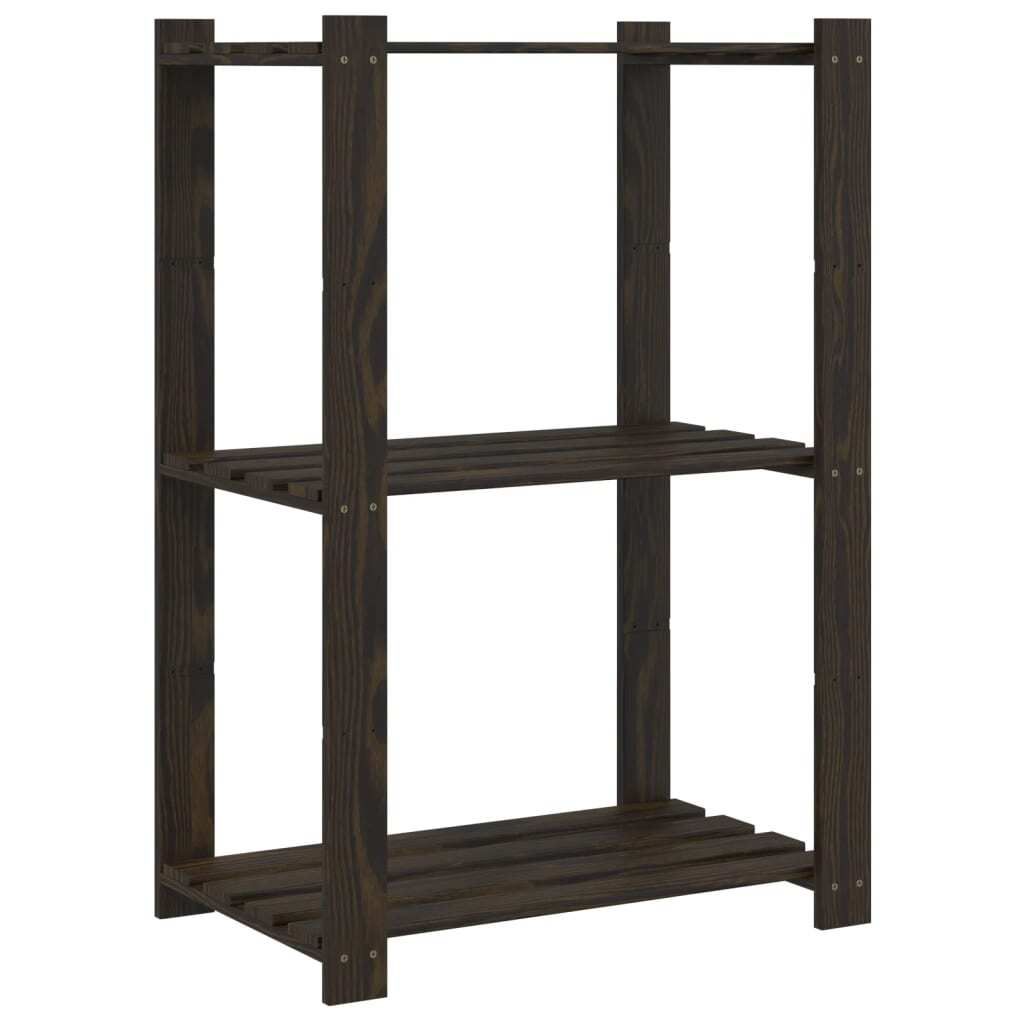 "WINTER SALE" Lagerregal mit 3 Böden Schwarz 60x38x90 cm Massivholz Kiefer - Lager- & Regalsysteme NEU5009895