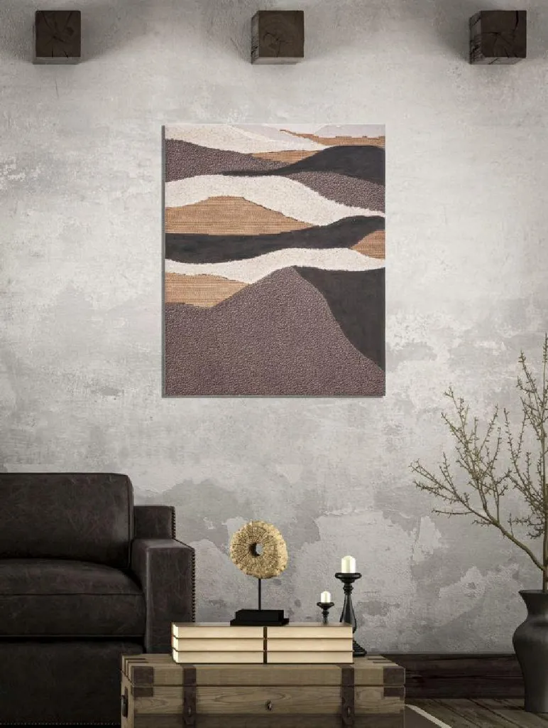 Tableau Beige 80x100x4 cm : Décoration Murale Premium Effet Texturé - 5