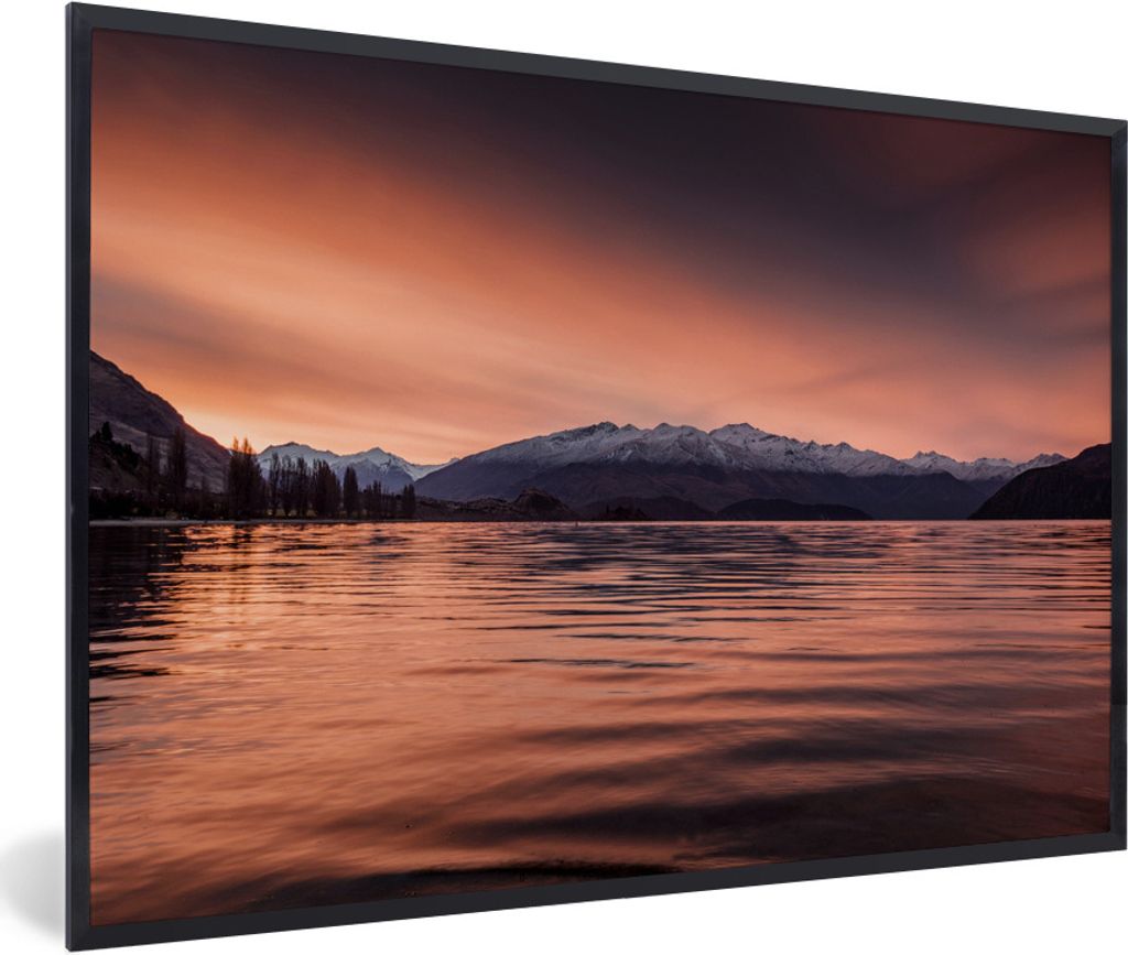 MuchoWow Gerahmtes Poster See - Berg - Himmel 30x20 cm - Poster mit Schwarzem Bilderrahmen Wandposter Rahmen Foto Bilder - Kunstdruck - Bild-Poster