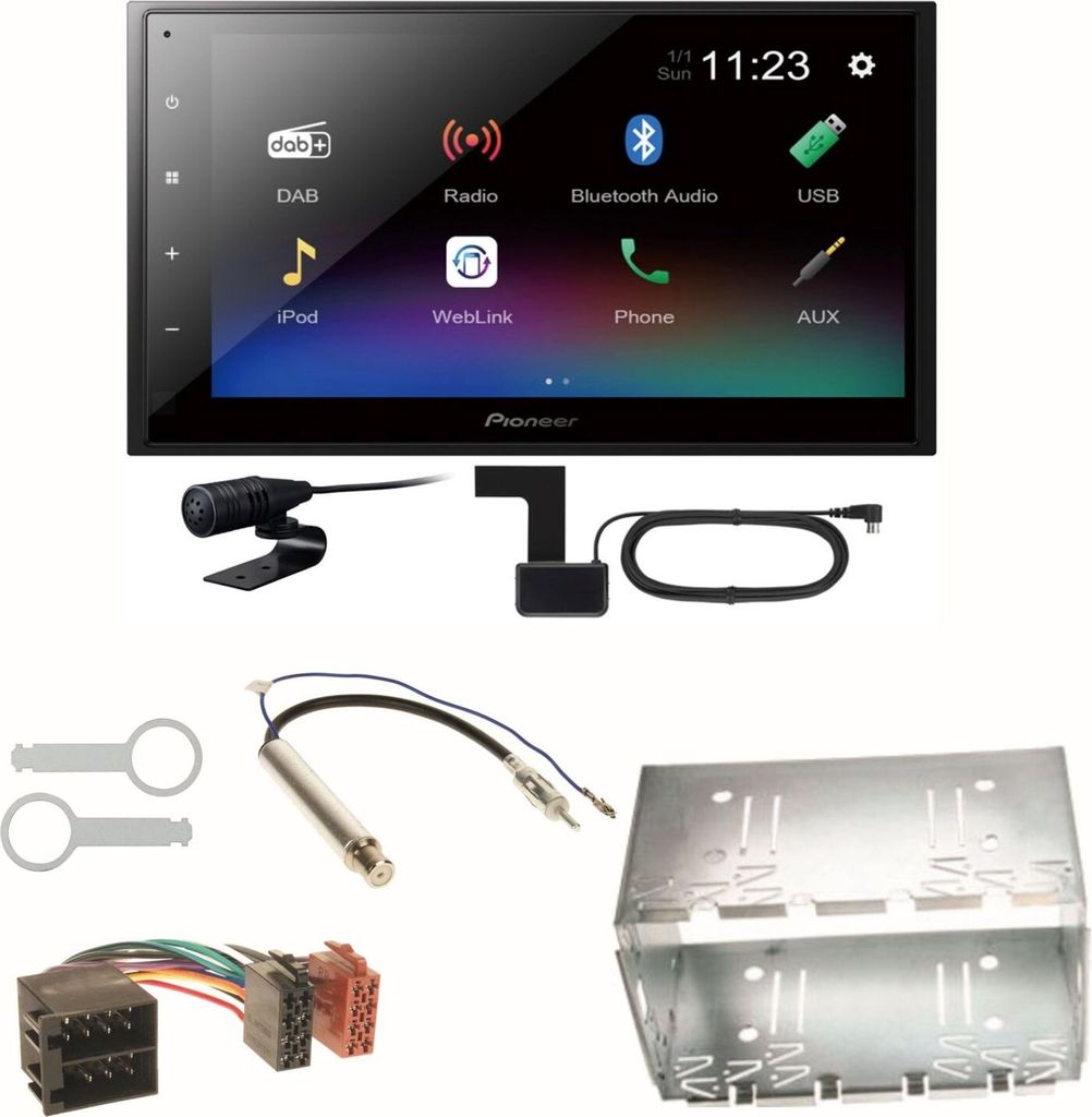 Pioneer DMH-A340DAB DAB+ Bluetooth Einbauset für Polo 6N2 9N Bora Ibiza 6L