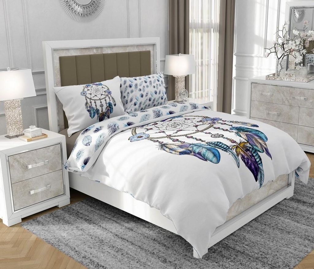 Bettwäsche 200x220 cm + 2x70x80 cm, 3-teilig, 100% Baumwolle, Satin, Reißverschluss, Weiß - SOVIO | So.9036