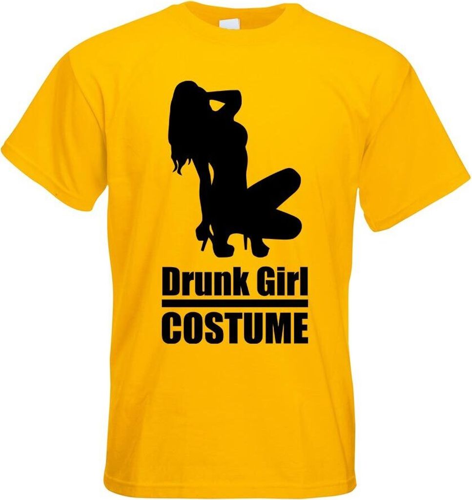 Kiwistar - T-Shirt - gelb - Drunk Girl Costume GoGo Motiv Bedruckt Funshirt Design Print - mit Motiv Bedruckt - Funshirt Design - Sport - Freizeit ...